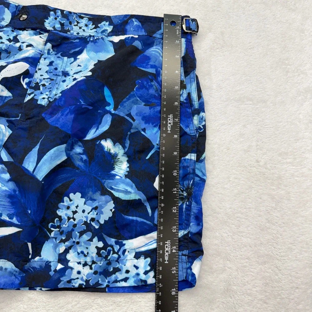 Polo Ralph Lauren Swim Trunks Sz 32 Blue Floral Hibiscus Board Shorts Buckle